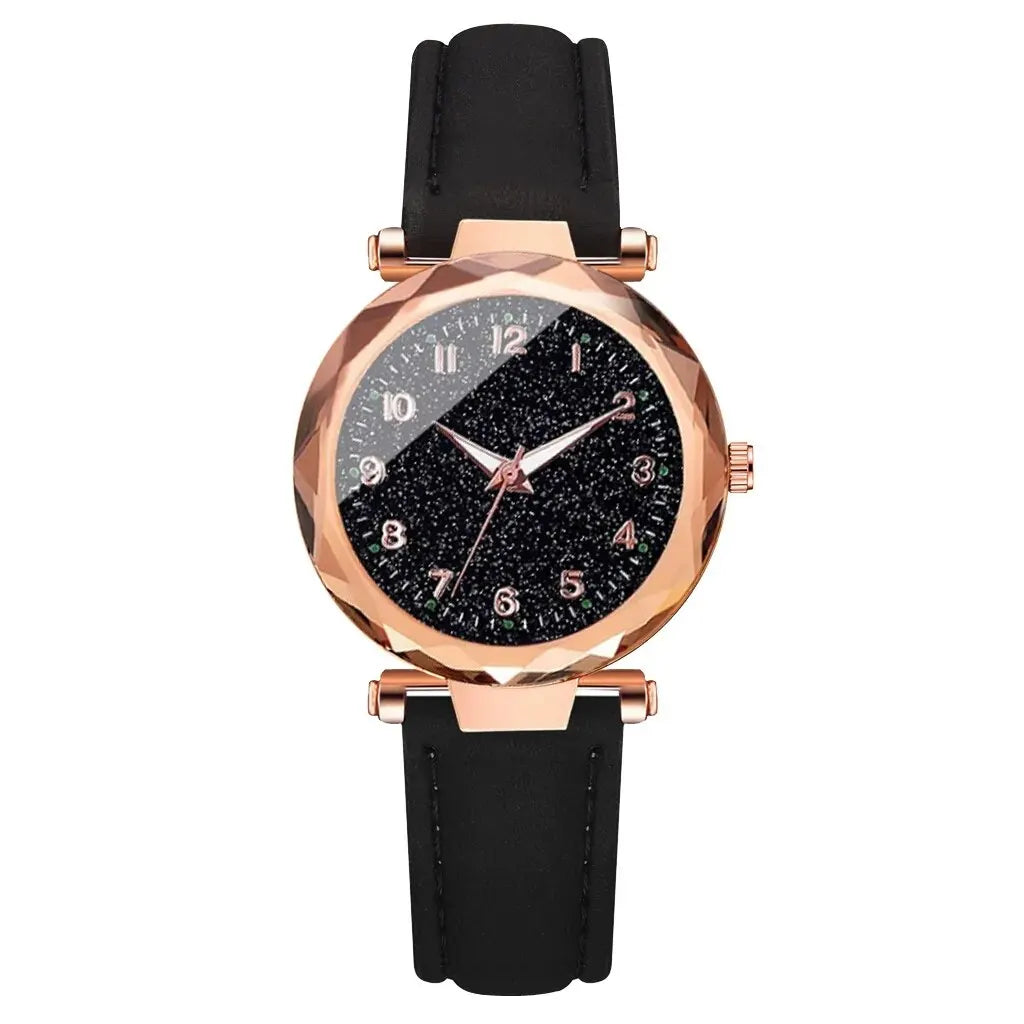 Set of analog watches for women, new simple and casual wristwatch, black bracelet without box, fashion for women, 5 pieces