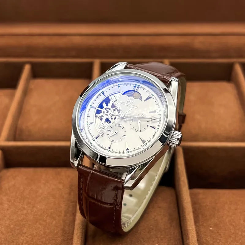 [Cool Men's Automatic Mechanical Watch] Men's Automatic Mechanical Watch, Semi-Spherical Design, High Aesthetic Value, European and American Style, High-End Feel, Light Luxury, Fashionable, Business Casual, Versatile, Stylish