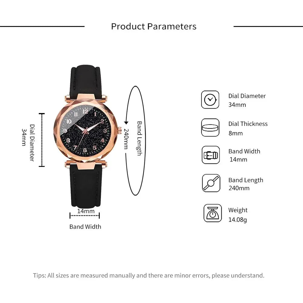 Set of analog watches for women, new simple and casual wristwatch, black bracelet without box, fashion for women, 5 pieces