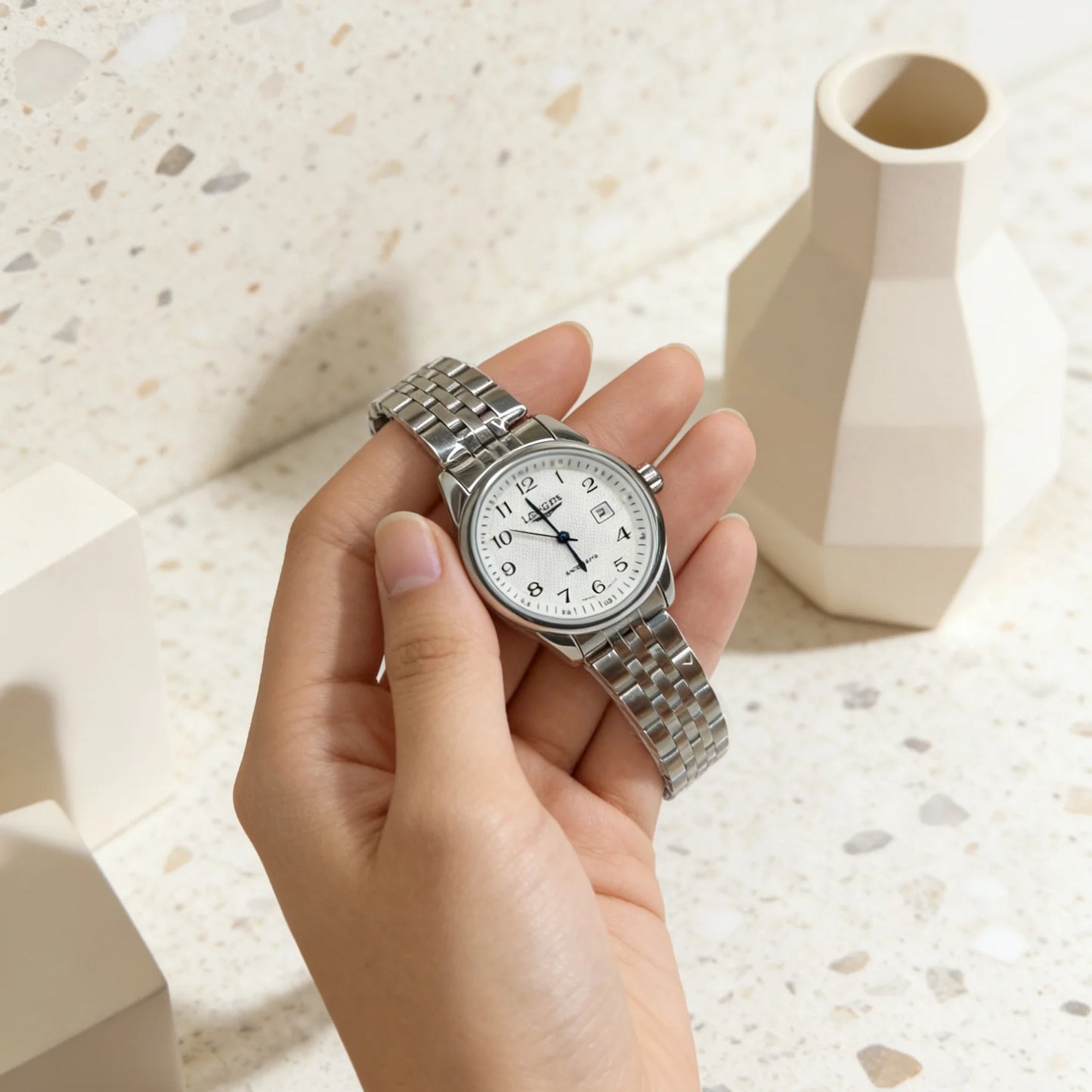 High-End Women's Wristwatch, Luxury Brand Design, Stainless Steel Strap, White Dial, Date Display, Waterproof, Quartz Movement, Perfect Gift for Mother, Girlfriend, Wife