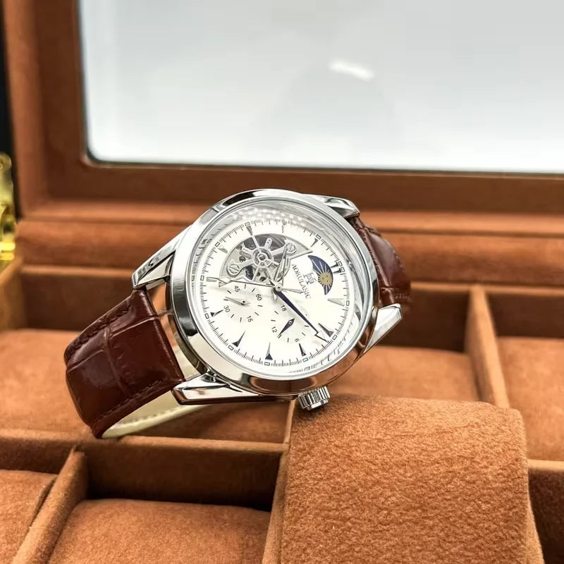 [Cool Men's Automatic Mechanical Watch] Men's Automatic Mechanical Watch, Semi-Spherical Design, High Aesthetic Value, European and American Style, High-End Feel, Light Luxury, Fashionable, Business Casual, Versatile, Stylish