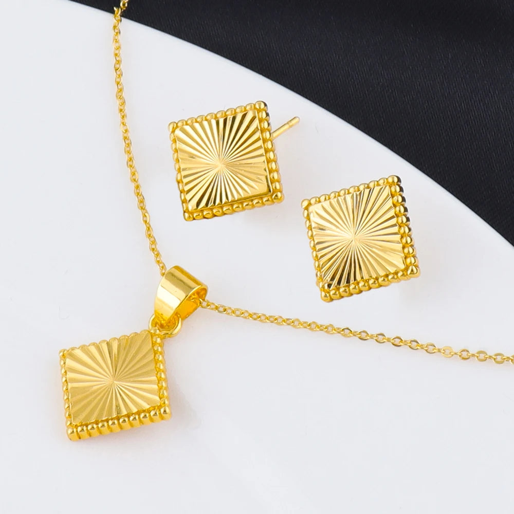 Costume Jewelry Set Gold Plated Earrings Necklace Set for Women Morocco America Dainty Classic Jewelry Set For Party Weddding