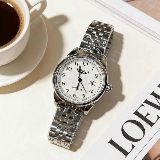 High-End Women's Wristwatch, Luxury Brand Design, Stainless Steel Strap, White Dial, Date Display, Waterproof, Quartz Movement, Perfect Gift for Mother, Girlfriend, Wife
